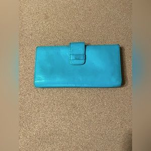 Tusk Teal Long Fold over Credit Card Slim Wallet